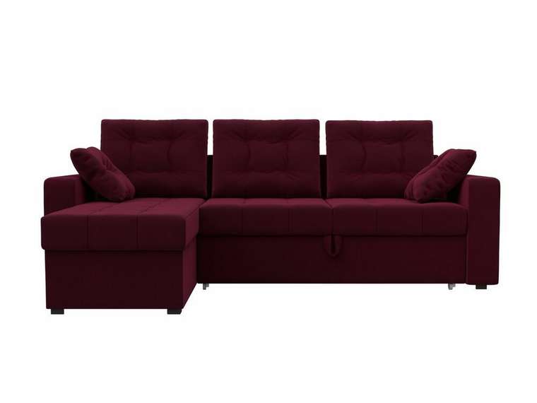 Угловой диван-кровать Камелот бордового цвета левый угол