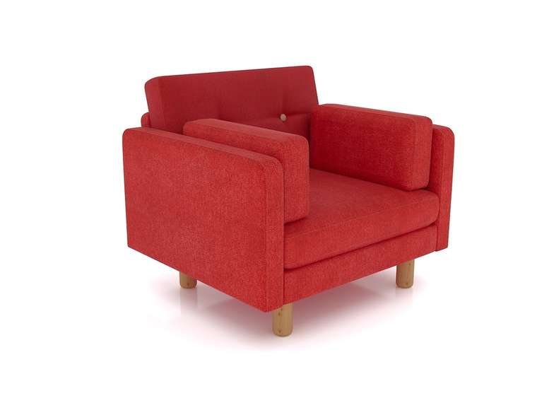 Кресло Ингвар М с ножками из массива береза и обивкой из красного велюра