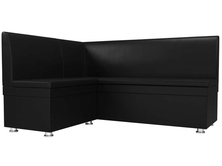 Угловой диван Уют черного цвета (экокожа) левый угол