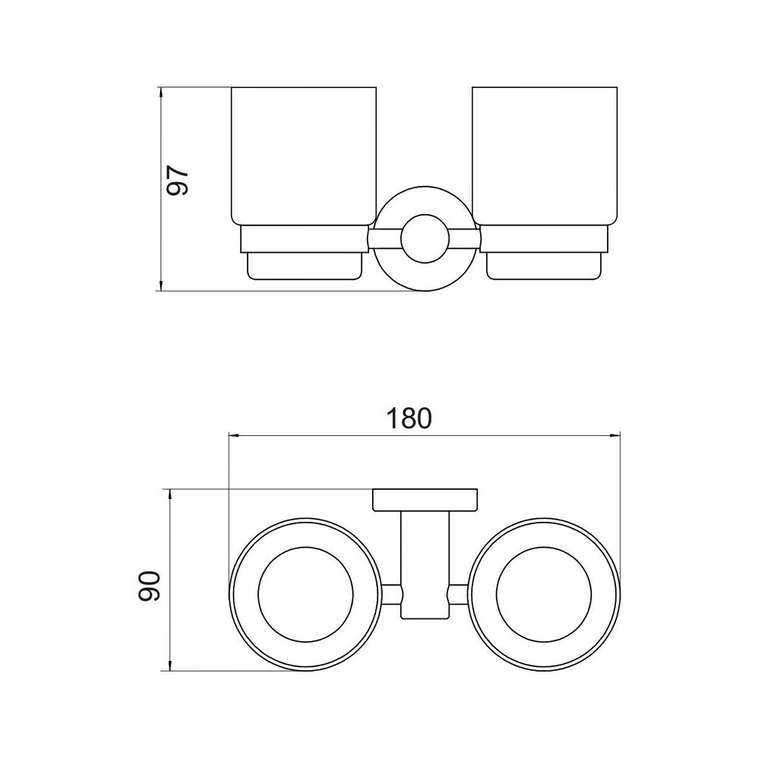 Стакан для ванной комнаты двойной Savol S-005668Q, графит