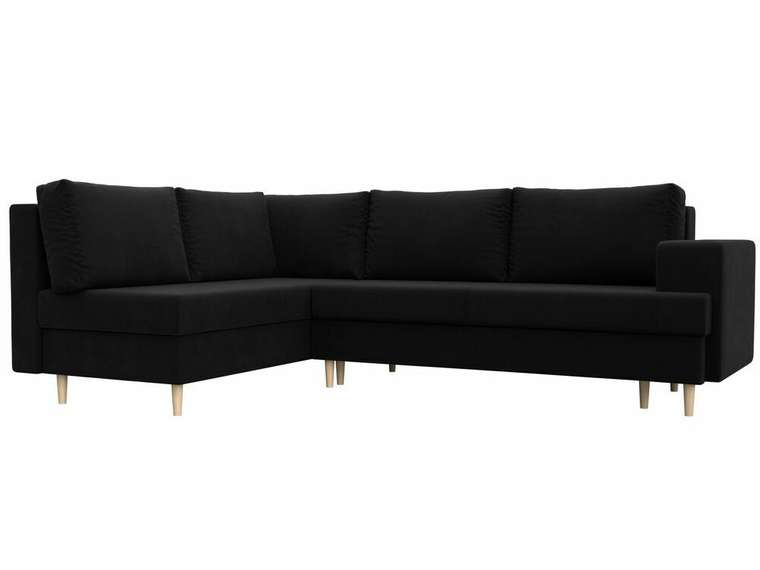 Угловой диван-кровать Сильвана черного цвета левый угол