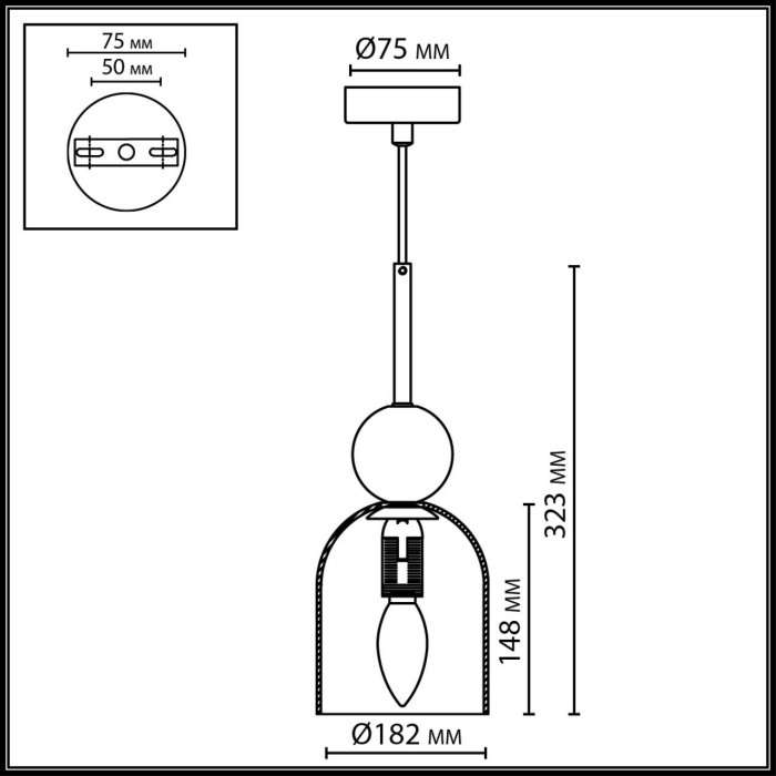 Подвесной светильник Odeon Light Lolla 4359/1B бронзовый/белый/камень/металл IP20 E14 40W 220V