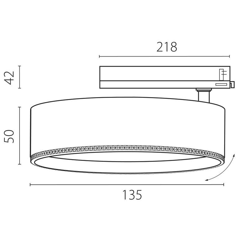 Светильник ALTA PRO для трековой системы Quattro с управлением TRIAC LED 35W 3230LM 36G БЕЛЫЙ 3000K с адаптером (215736 + 594056)