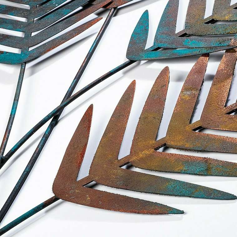 Настенный декор ручной работы 72х108 из металла коричнево-голубого цвета