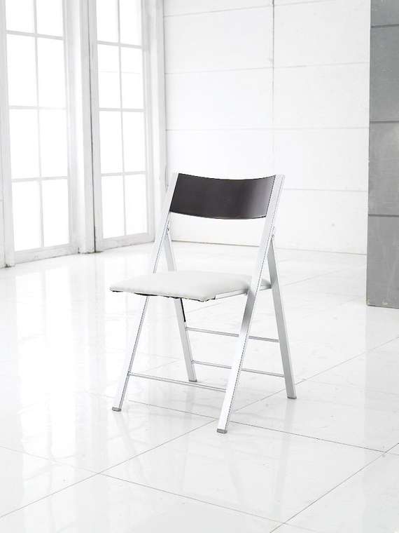 Складной металлический стул цвета венге