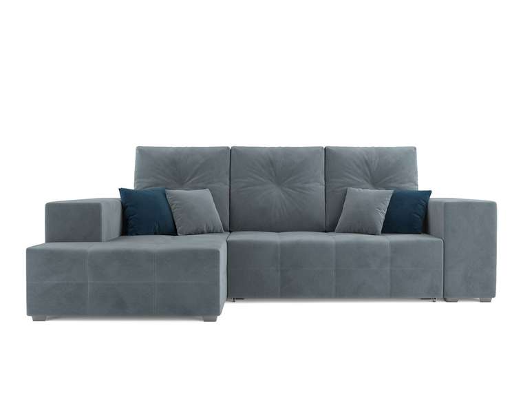 Угловой диван-кровать Монреаль серо-синего цвета левый угол