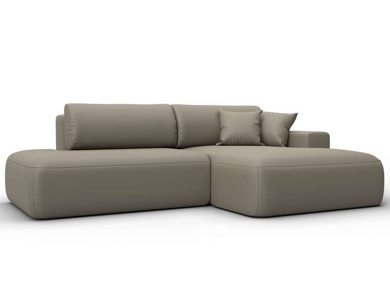 Угловой диван-кровать Лига 036 Модерн бежевого цвета правый (экокожа)