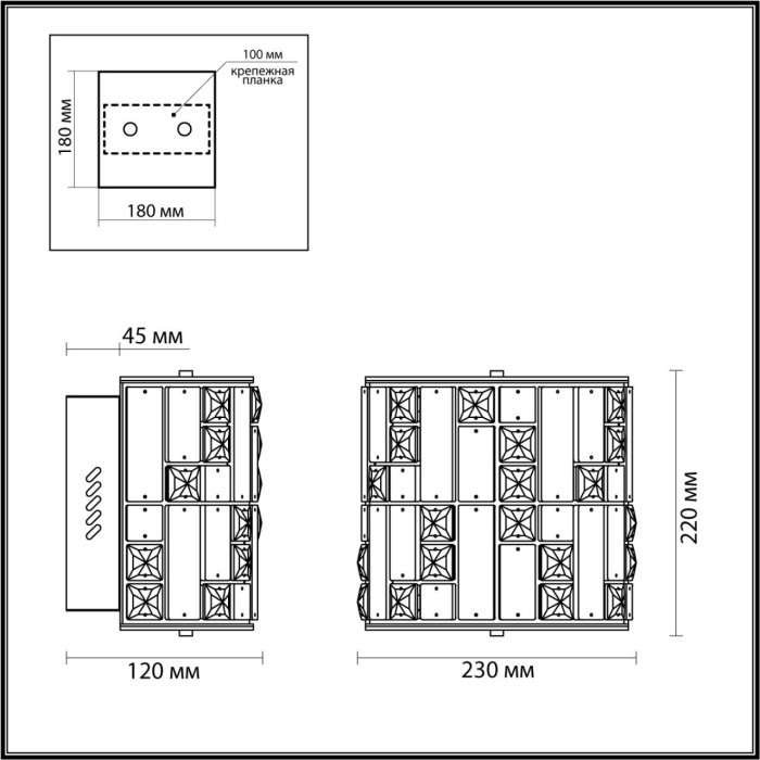 Бра светодиодное Odeon Light Crossa 5072/28WL золото/прозрачный/белый/металл/хрусталь/алебастр LED 15W