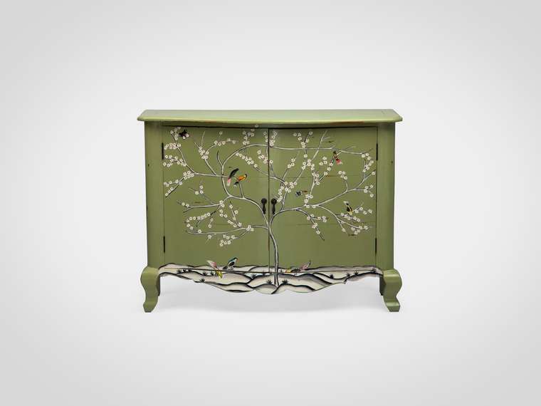 Буфет расписной из массива дерева махагони со старением 120х90х46 см