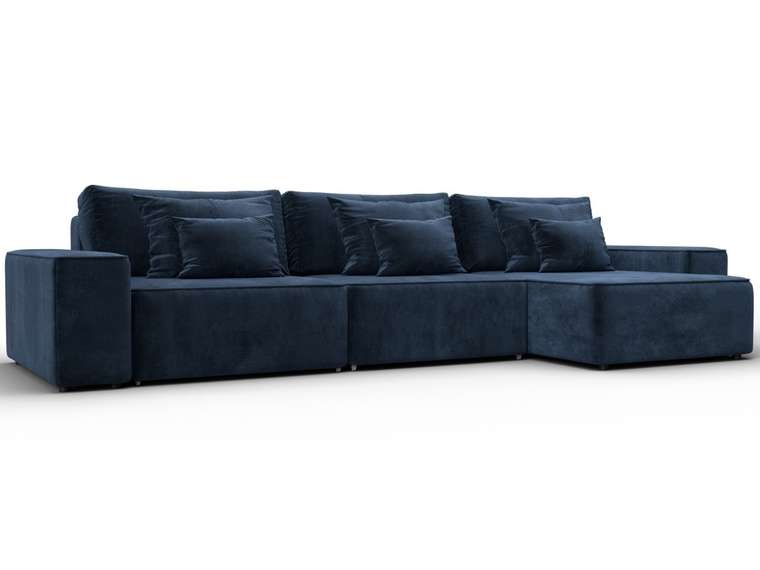 Угловой диван-кровать Лига-074 темно-синего цвета