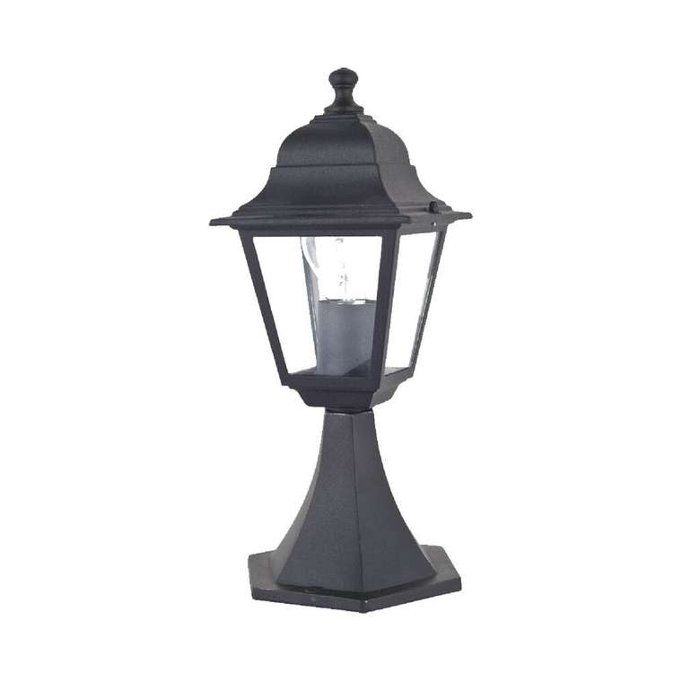 Уличный столб Leon черный металл, стекло 1*E27*60W, IP44, excluded
