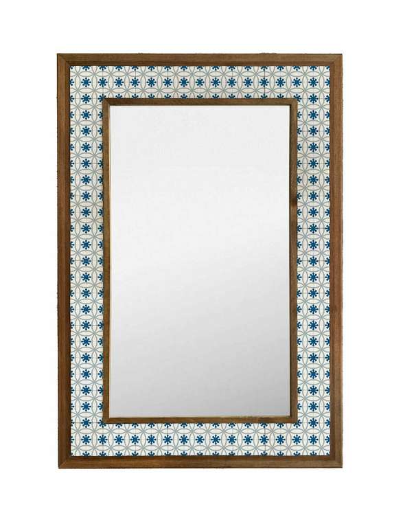 Настенное зеркало с каменной мозаикой 43x63 бело-синего цвета