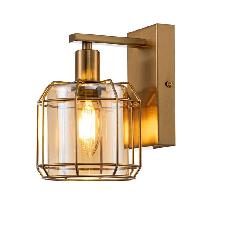 Бра Midland 10188/1A Brass (стекло, цвет янтарный)