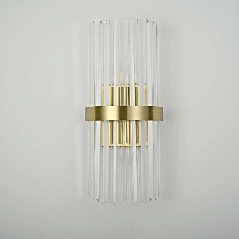 Бра Odeon Clear Glass Gold metal Wall Lamp