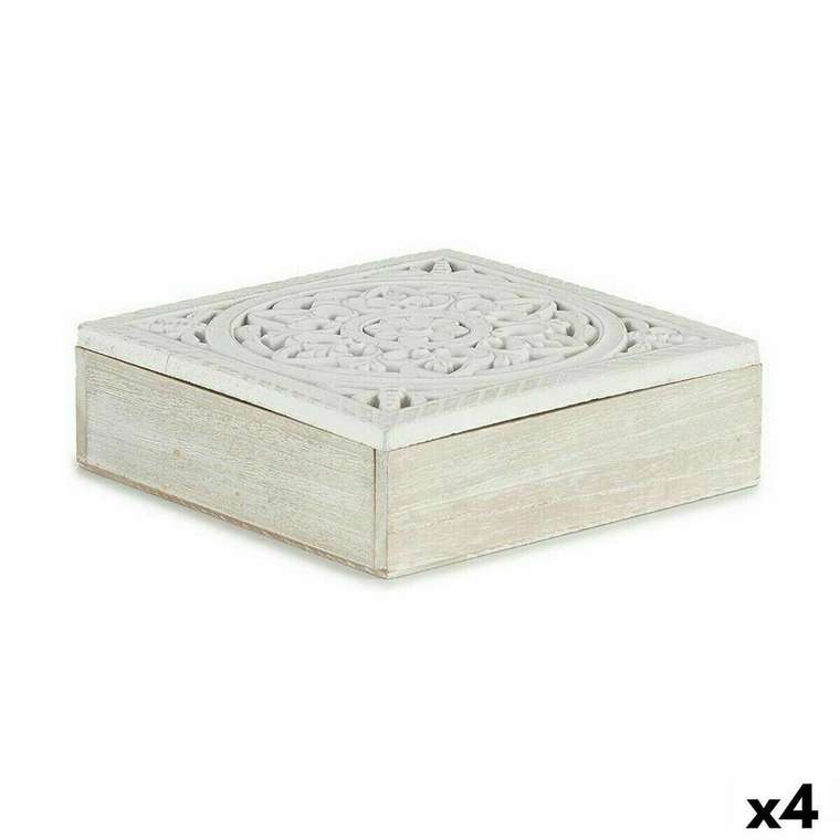 Набор шкатулок Белый Деревянный 22 x 7,5 x 22 cm (4 штук)