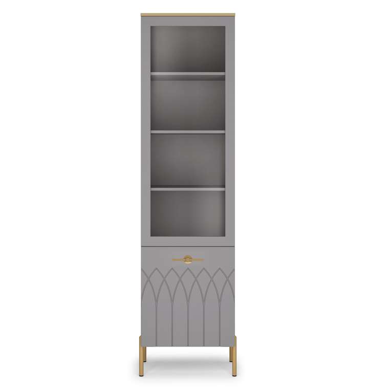 Книжный шкаф Капри-2 серого цвета правый