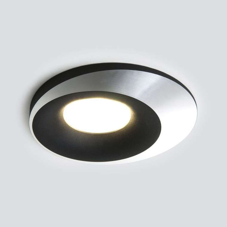 Встраиваемый точечный светильник с LED подсветкой 124 MR16 черный/серебро Starfa
