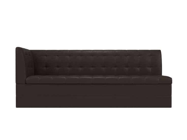 Угловой диван-кровать Бриз коричневого цвета (экокожа)  с углом слева