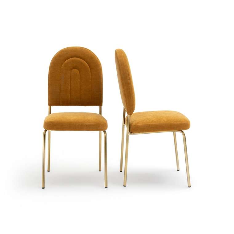 Комплект из двух стульев из велюра Rainbow желтого цвета