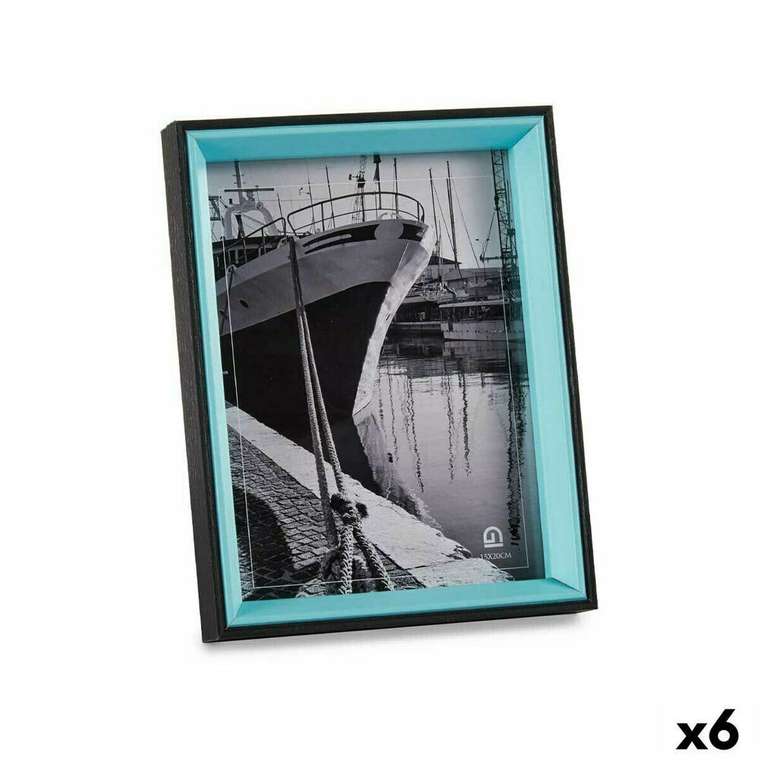 Фоторамка Стеклянный Чёрный Синий Деревянный MDF (3 x 22 x 17 cm) (6 штук)