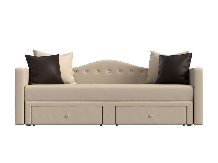 Прямой диван-кровать Дориан бежевого цвета (экокожа)