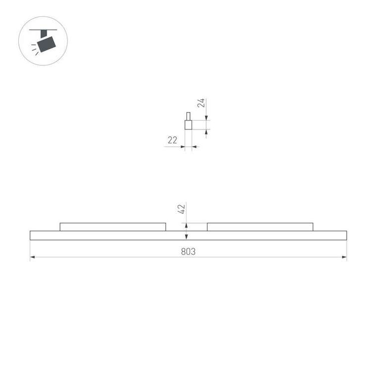 Трековый магнитный светильник Arlight MAG-ORIENT-FLAT-L800-27W Day4000 (BK, 100 deg, 48V, DALI) (IP20 Металл) 060474