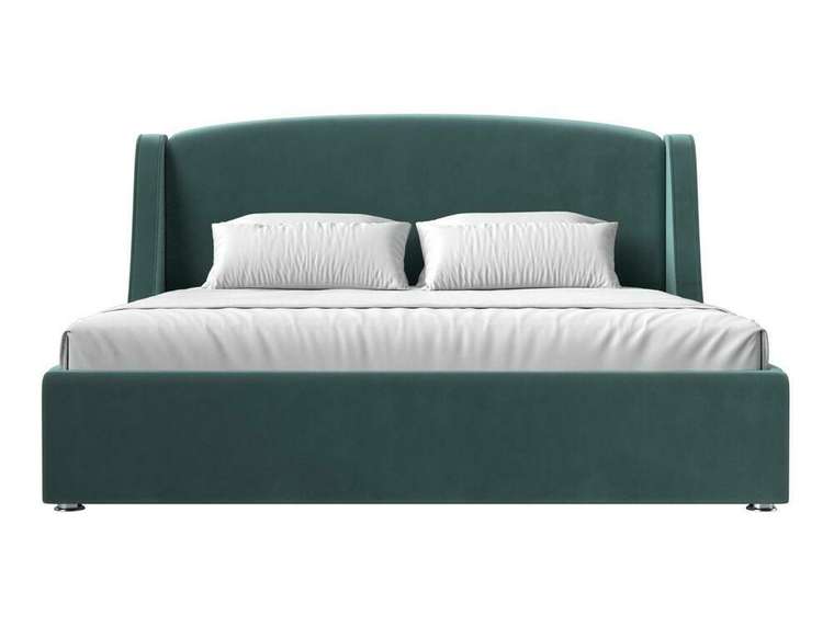 Кровать Лотос 200х200 бирюзового цвета с подъемным механизмом