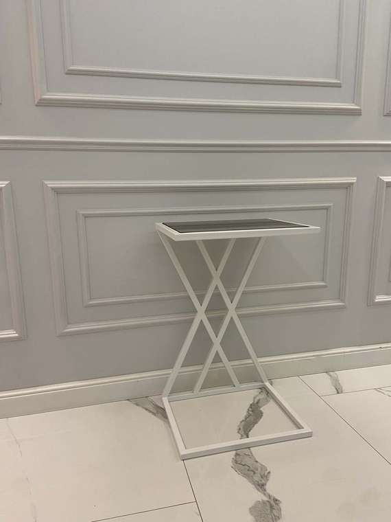 Журнальный столик "Alex" белый с тонированным стеклом (700х350х450)