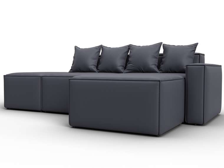 Угловой модульный диван Лига-063 серого цвета правый (экокожа)