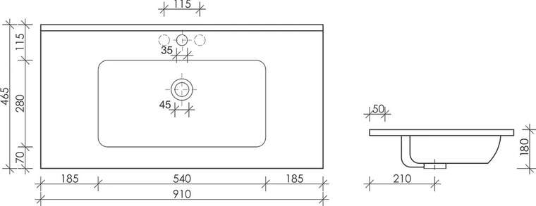 Раковина Element полувстраиваемая