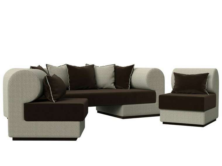 Набор мягкой мебели Кипр 3 серо-коричневого цвета