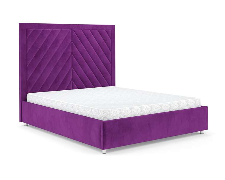 Кровать Мишель 140х190 фиолетового цвета с подъемным механизмом (микровелюр) 
