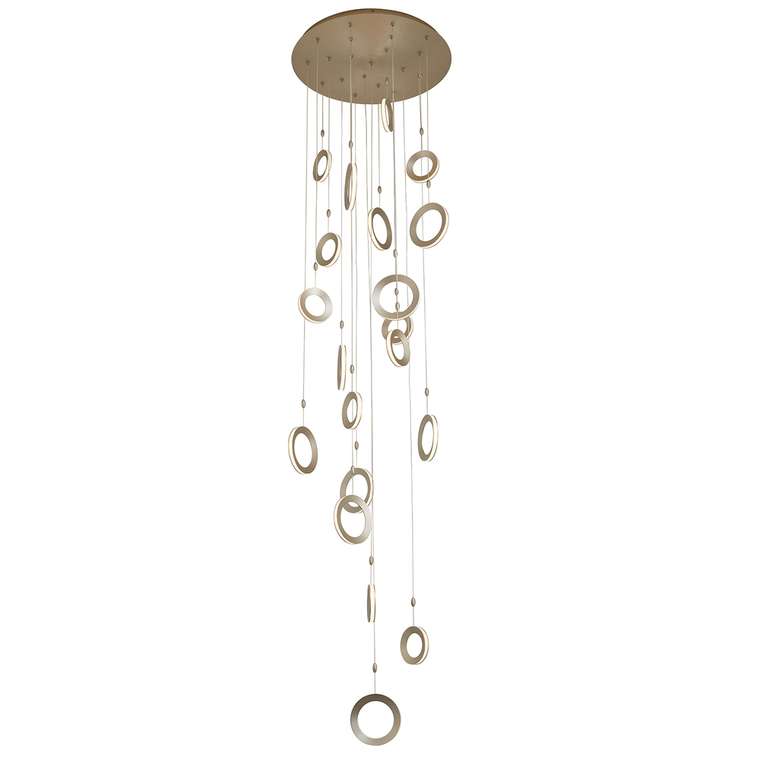 подвесная люстра Jongleur золотой металл, акрил 10*LED*7W + 10*LED*5W, 9600LM, 4000K, included