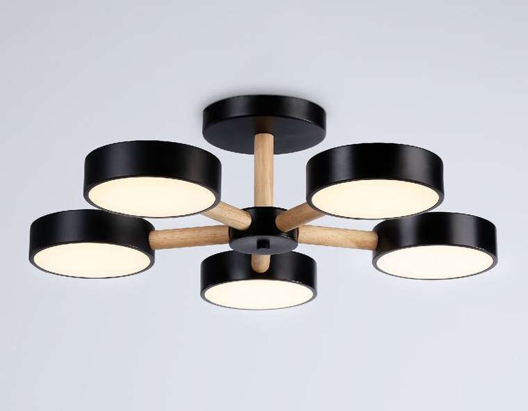 Люстра на штанге LineTech FL4828 (металл, цвет черный)