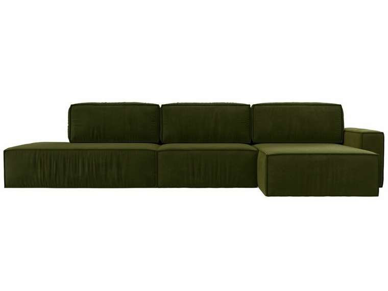 Угловой диван-кровать Прага модерн лонг зеленого цвета правый угол