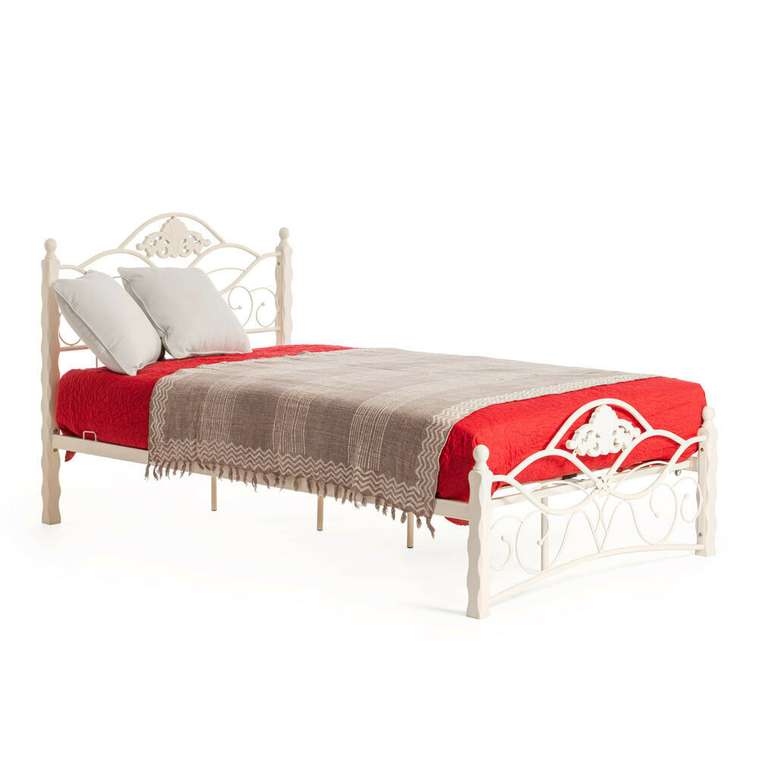 Кровать металлическая Wood slat base 120х200 бежевого цвета