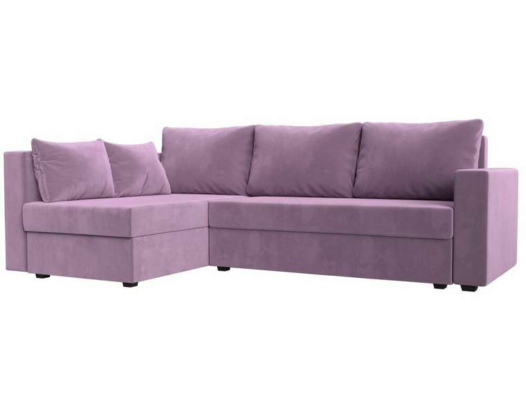 Угловой диван-кровать Мансберг сиреневого цвета левый угол