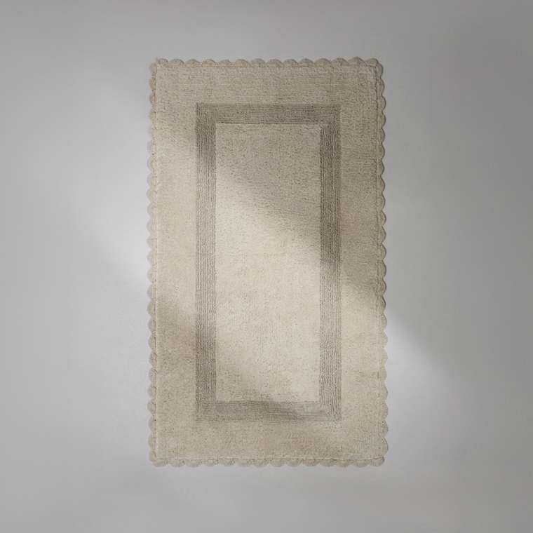 Коврик для ванной комнаты 70x120 из хлопка бежевого цвета