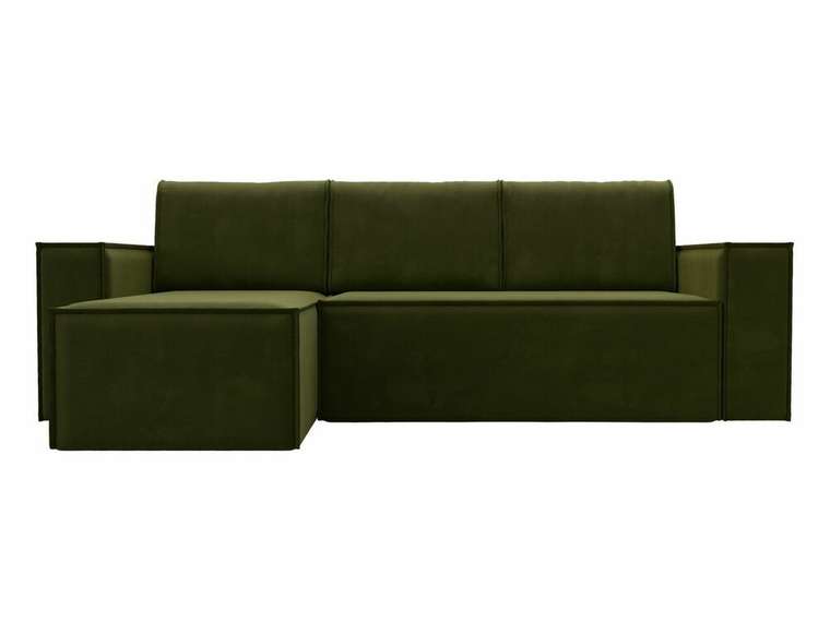 Угловой диван-кровать Куба зеленого цвета левый угол
