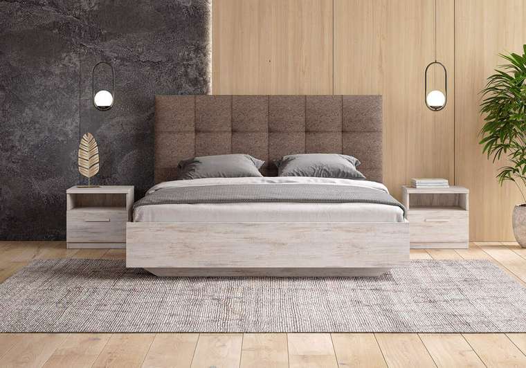 Кровать Vena 180х200 с изголовьем бежевого цвета без основания и подъемного механизма