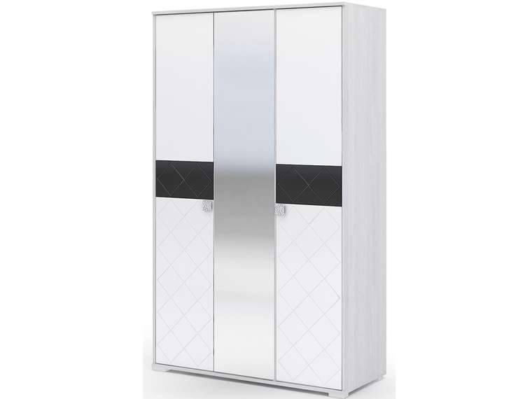 Шкаф трехстворчатый с зеркалом Сальма с фасадами белого цвета