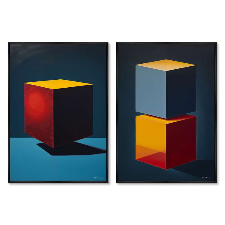 Набор из двух репродукций картин Cubes in colors, 2024г.