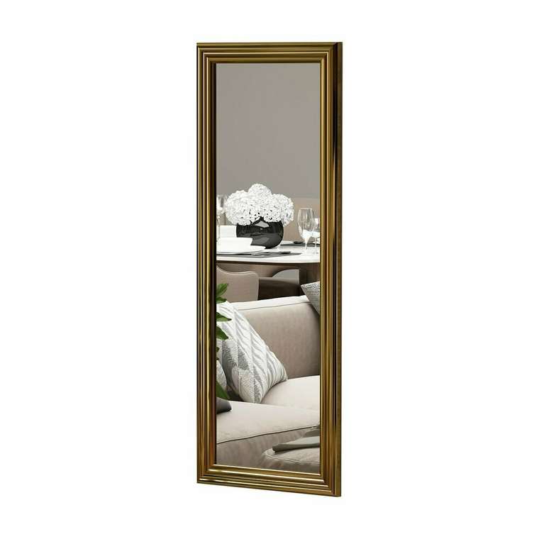 Настенное зеркало Decor 40х105 золотого цвета