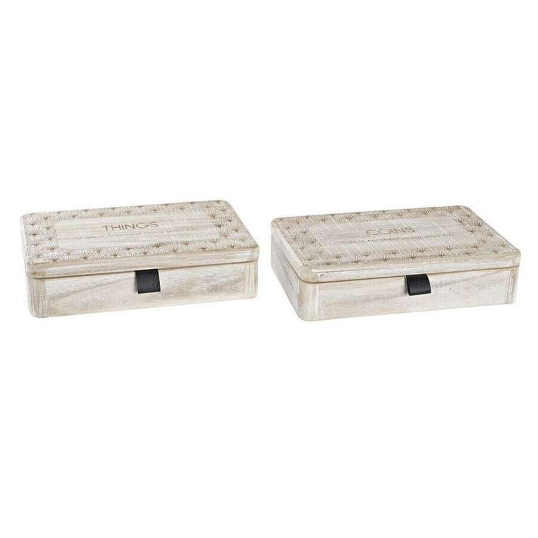 Шкатулки Декоративный шкафчик DKD Home Decor Натуральный Деревянный MDF 28 x 18 x 6,5 cm (2 штук)