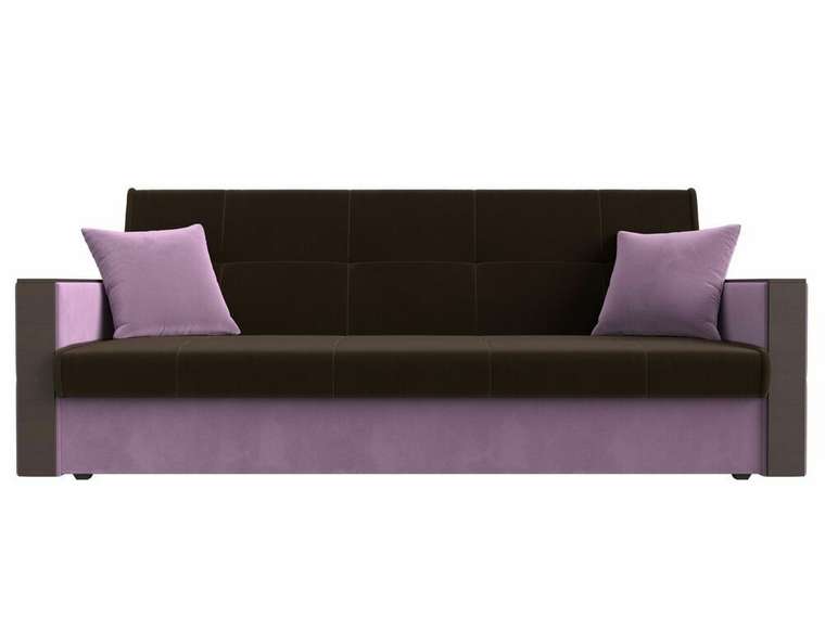 Прямой диван-кровать Валенсия коричнево-сиреневого цвета