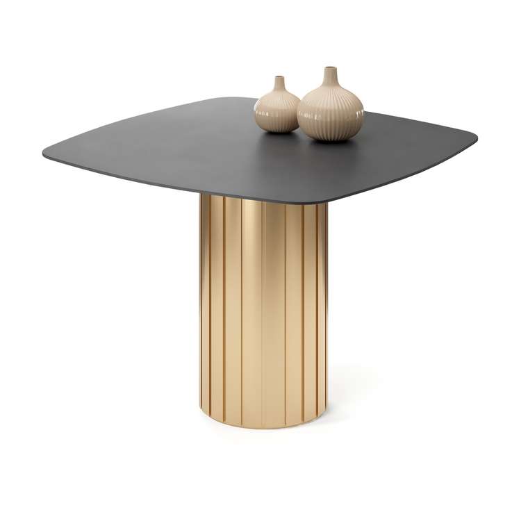 Обеденный стол квадратный Мелеф черно-золотого цвета