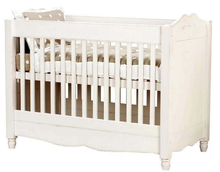 Кровать для новорожденного с регулируемой высотой Нордик белого цвета