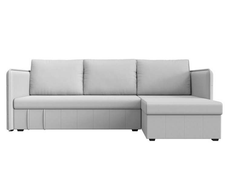 Угловой диван-кровать Слим белого цвета (экокожа) правый угол