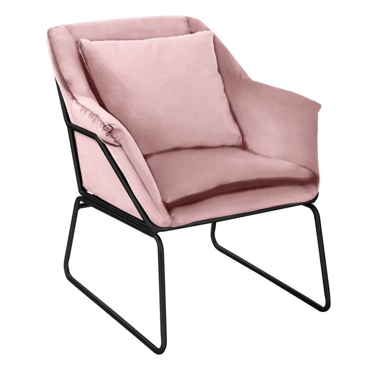 Набор кресло с оттоманкой Alex розового цвета