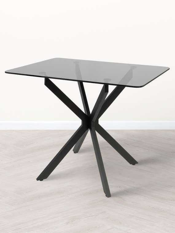 Стол обеденный Zenon 110х70 со стеклянной столешницей серого цвета